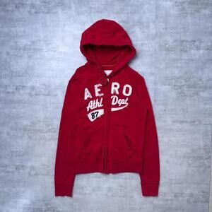 Y2K Aeropostale 00s Red Zip Up Hoodie Jacket